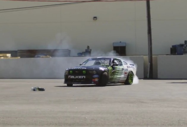  Monster Energy Ford Drift Mustang and a scale remote control version