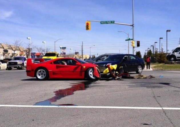 Ferrari F40 crash with Dodge Dart-Canada