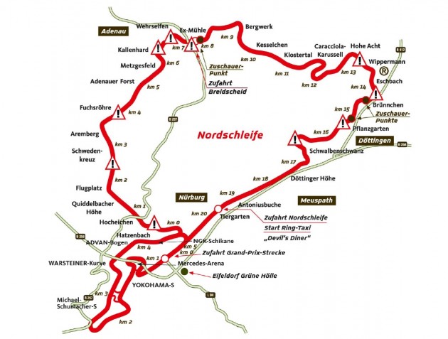 Nurburgring Nordschleife with F1 track-map
