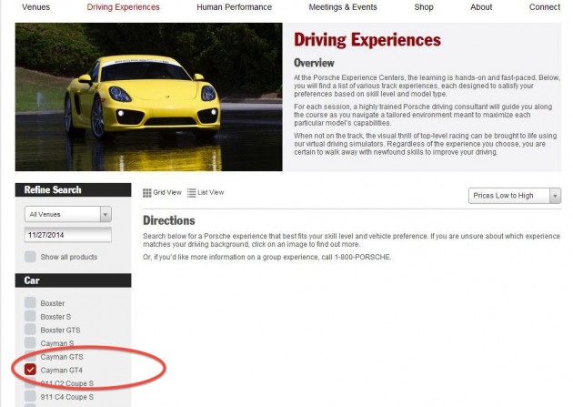 Porsche Cayman GT4-company website