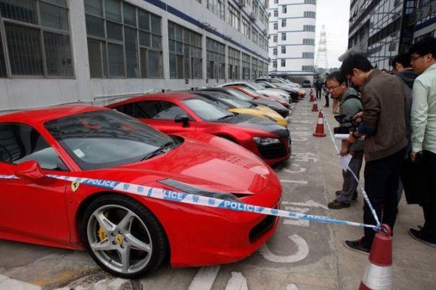 12 supercars seized in China