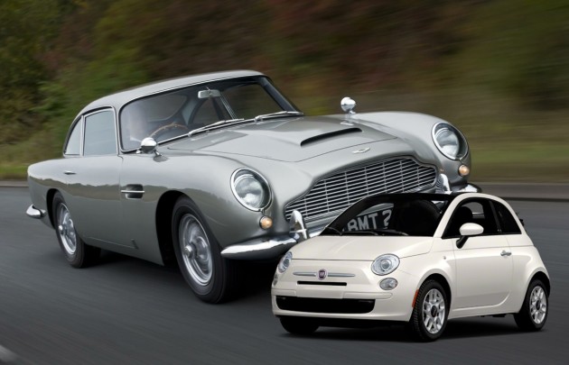 Aston DB5 and Fiat 500