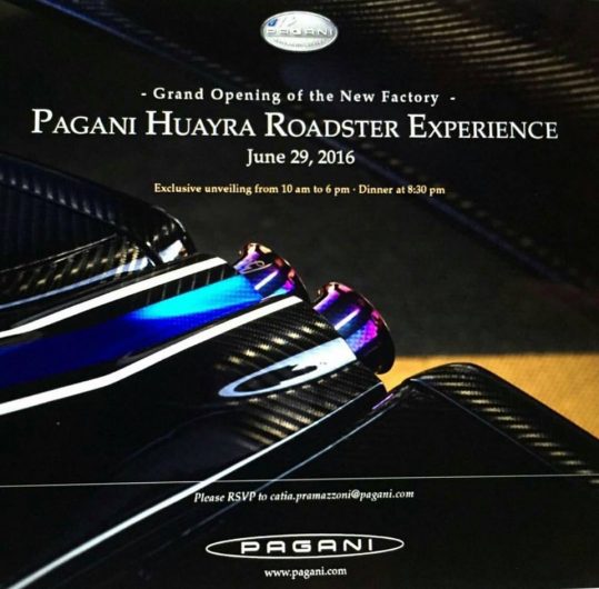 Pagani Huayra Roadster invite