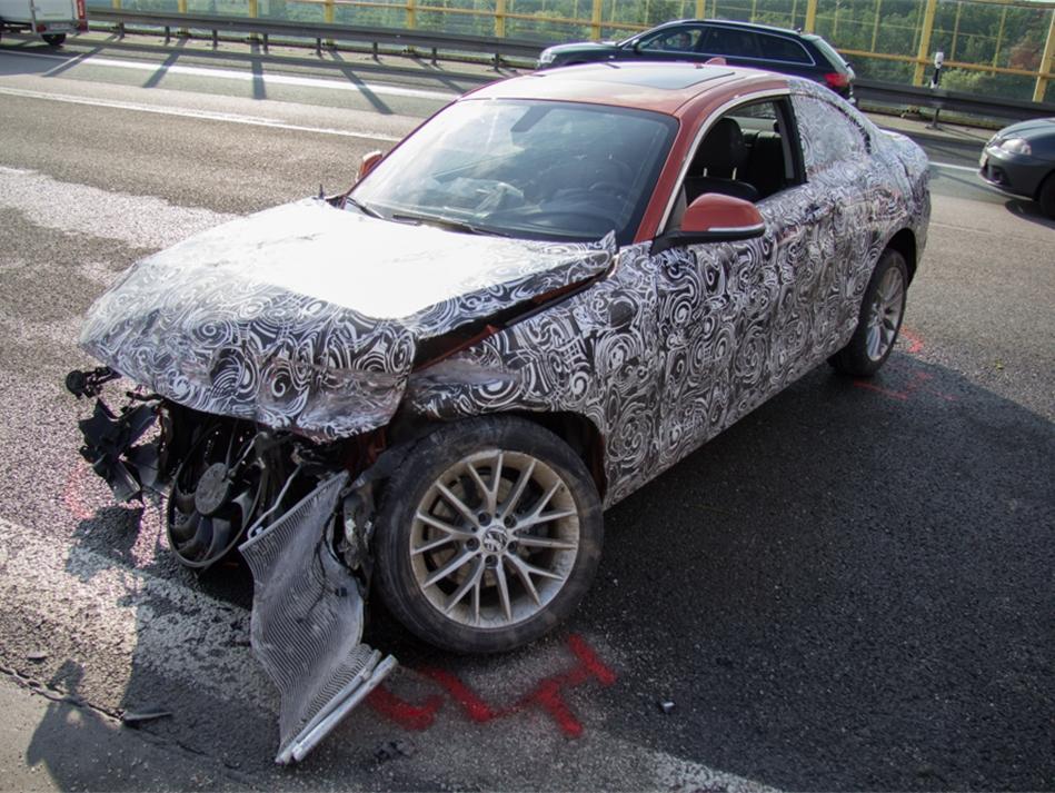BMW 2 Series prototype crash on autobahn in Germany