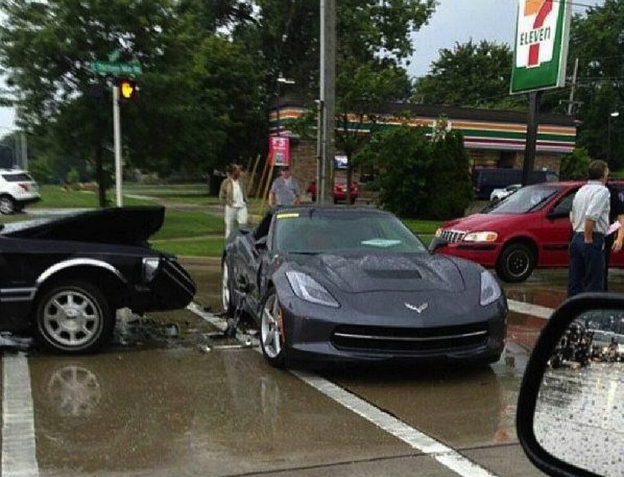 2014 Chevrolet Corvette Stingray test car crashed
