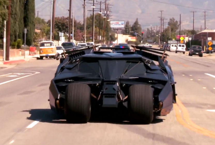 Jay Leno drives Batman’s Tumbler