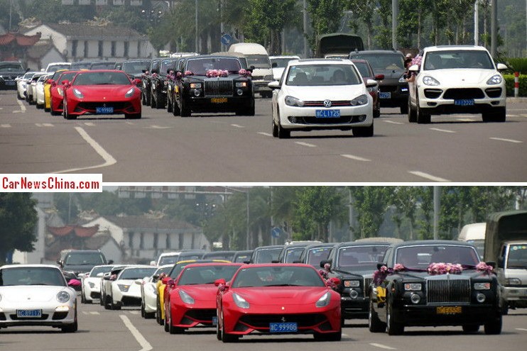 25-car wedding convoy in China made up of supercars