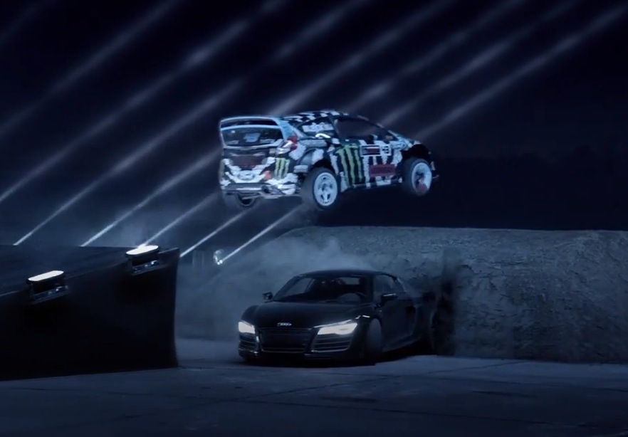 Castrol Edge ad with Ken Block, BMW M4, Audi R8, Aventador