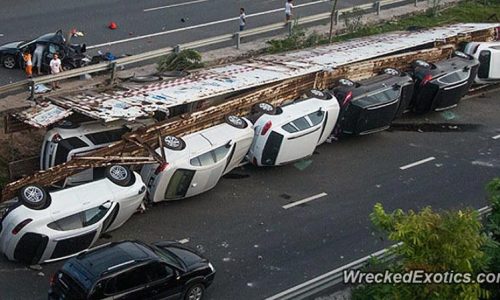 Porsche Macans ruined in truck crash in China
