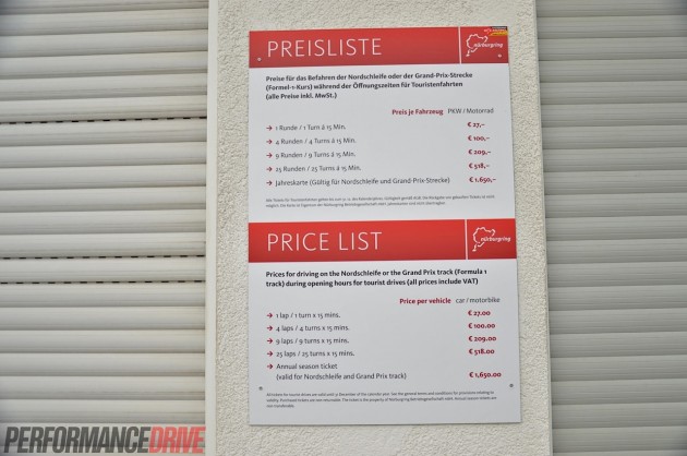 2014 Nurburgring Nordschleife-price list