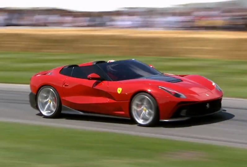 Ferrari F12 TRS making its spectacular run at Goodwood
