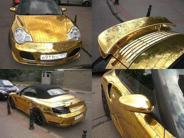 top flamboyant cars Gold-plated Porsche 911 Turbo-Russia