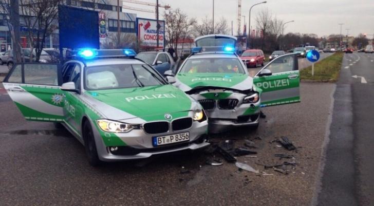 BMW police cars crash into each other responding to robbery