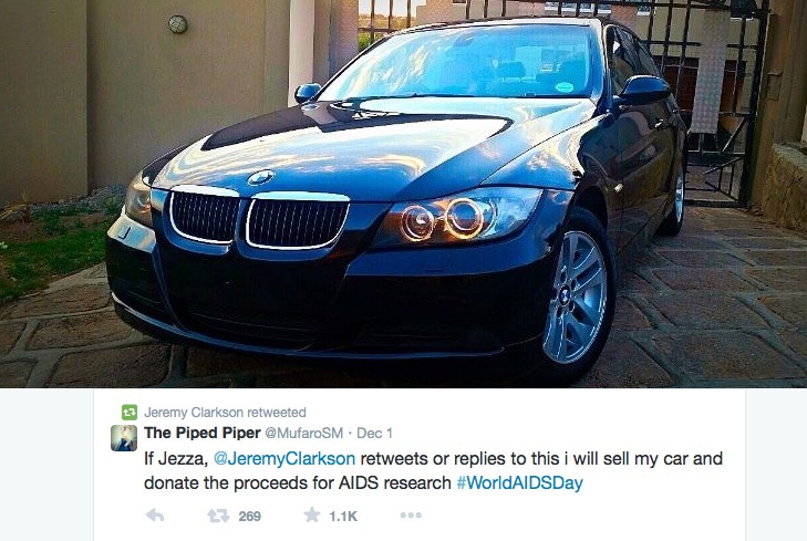 Man seeks Jeremy Clarkson’s attention, will sell BMW for charity