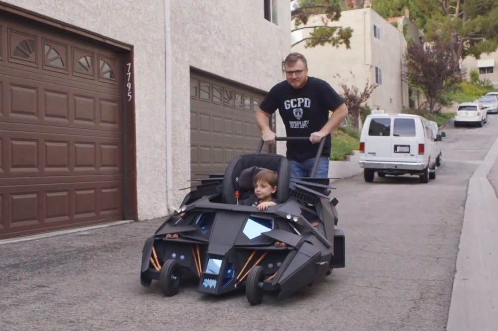 Web series ‘Super-Fan Builds’ makes Batmobile stroller