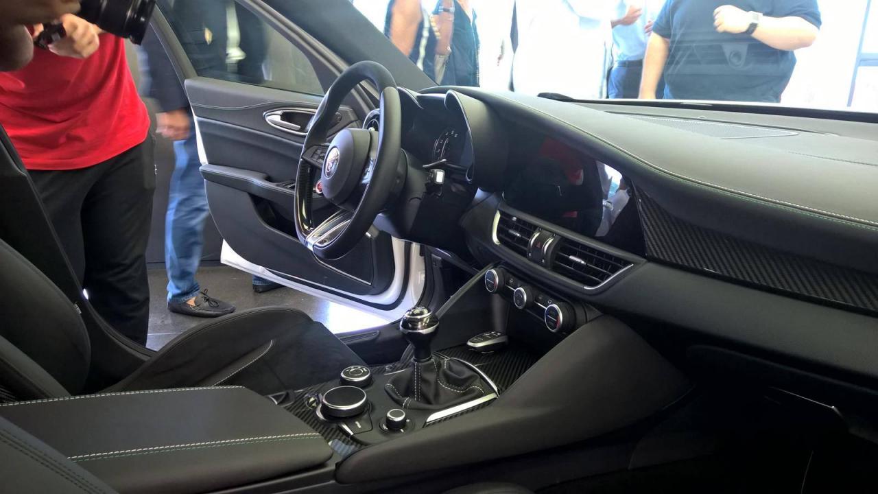Clear view of Alfa Romeo Giulia interior shows sporty layout