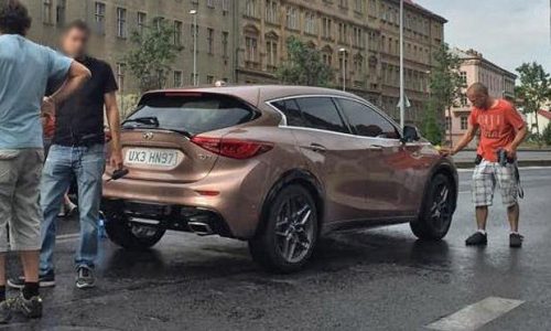 Infiniti Q30 rear end snapped during photo shoot