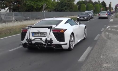 Lamborghini spotted testing Lexus LFA V10 sound (video)