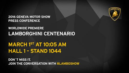 Lamborghini Centenario will debut at Geneva, name confirmed