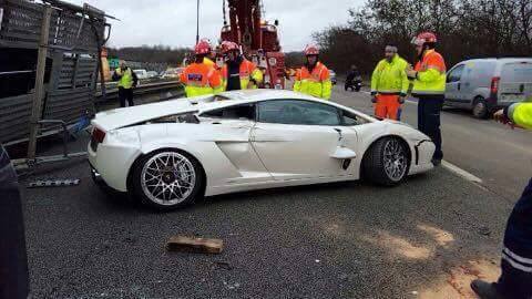 Truck carrying supercars crash France-4