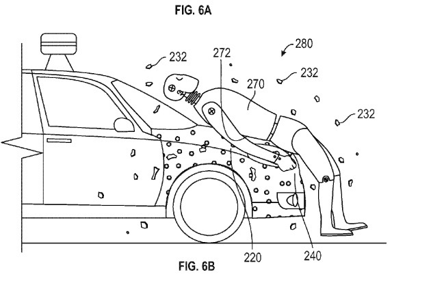 Google patents sticky bonnet for passenger safety