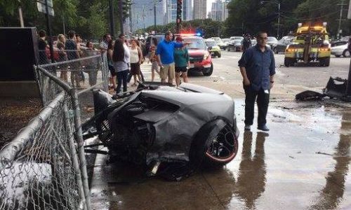 Lamborghini Huracan torn in half in fiery crash