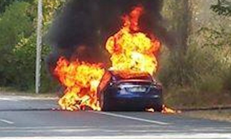 Tesla Model S catches fire during test drive in France