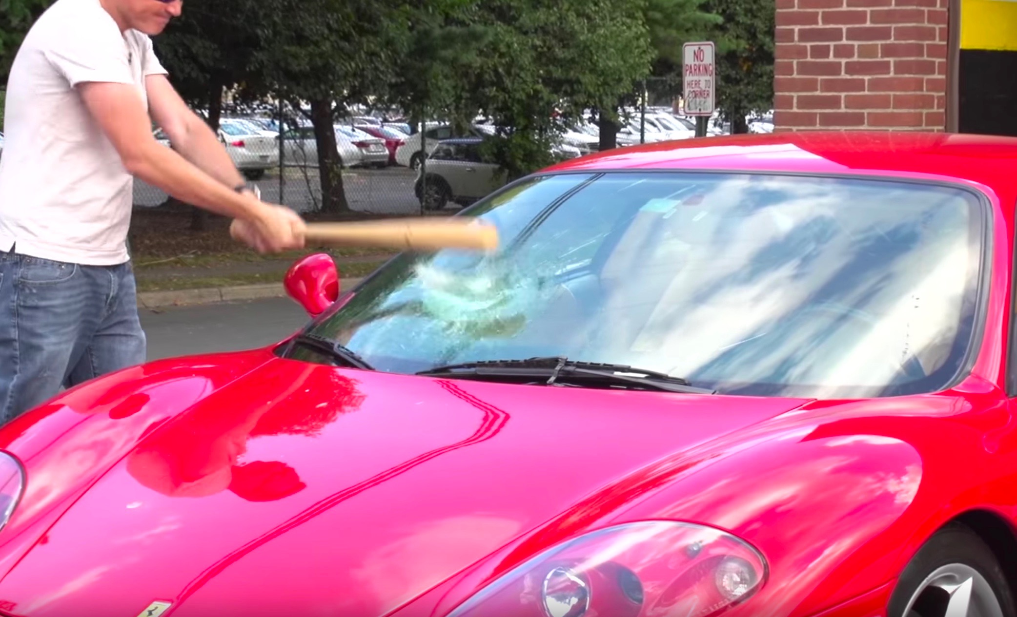 Video: Why is this guy smashing his own Ferrari windscreen?