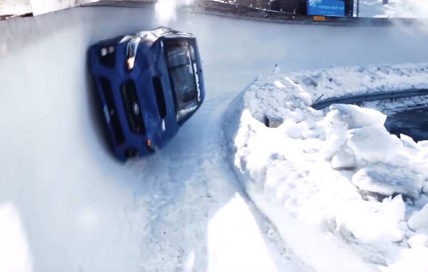 Video: Subaru WRX drives down an Olympic bobsled run