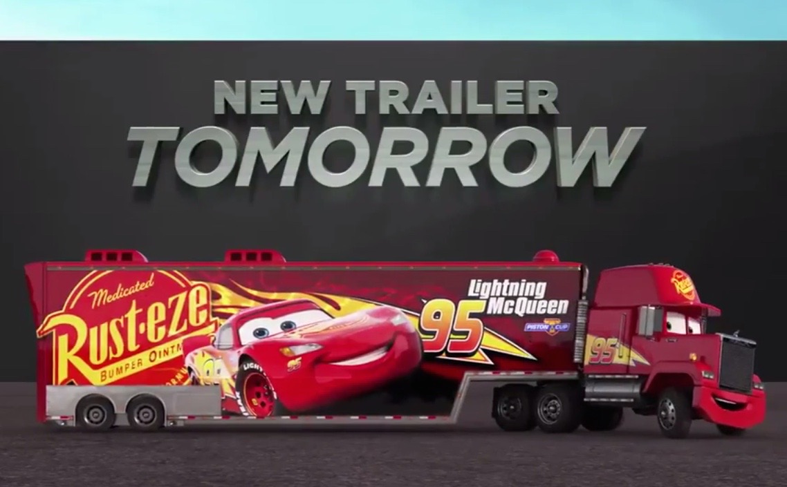 Cars 3 official trailer coming tomorrow, teaser released (video)
