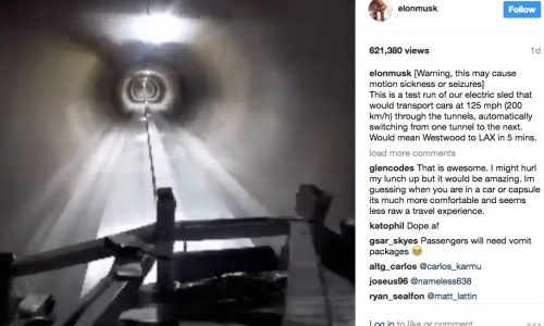 Elon Musk demonstrates tunnel driving at 200km/h