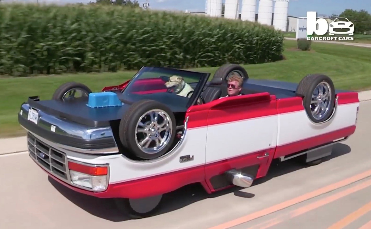 Mans creates pickup truck that drives upside down (video)