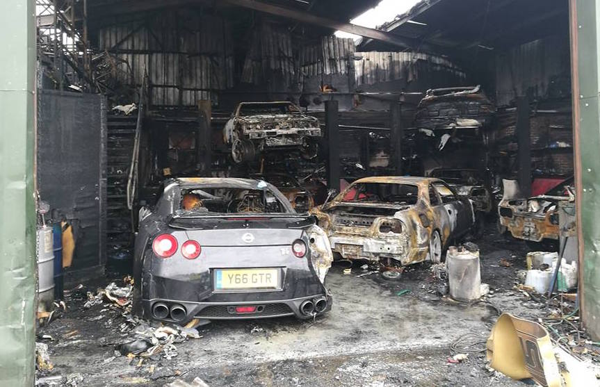 Nissan Skyline tuning shop burns down, 7 cars destroyed