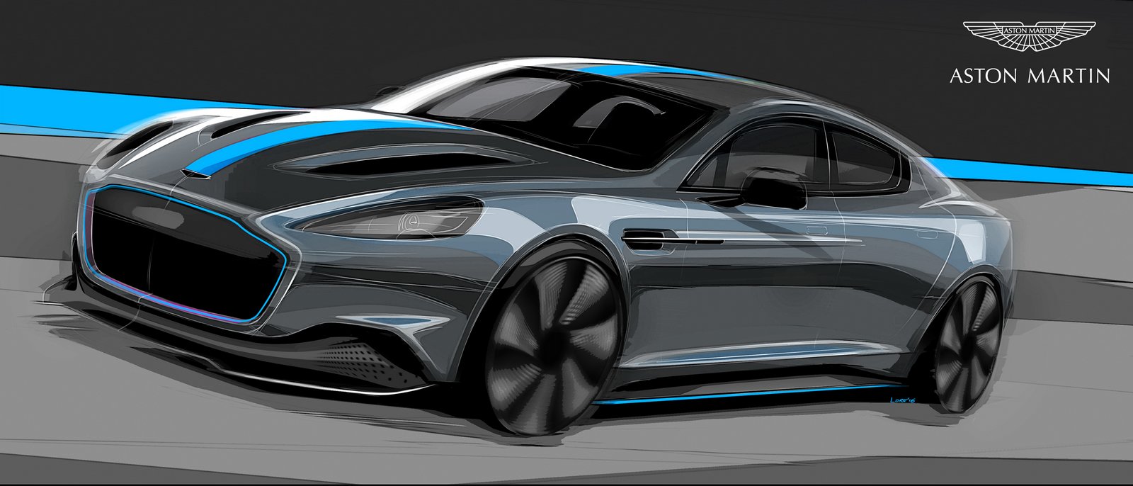 Aston Martin previews electric RapidE with sketches