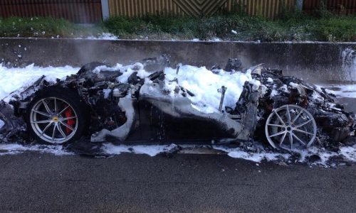 Ferrari F12tdf catches fire on autobahn in Germany