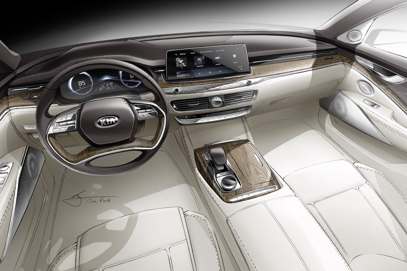 2019 Kia K900 interior previewed with official sketch