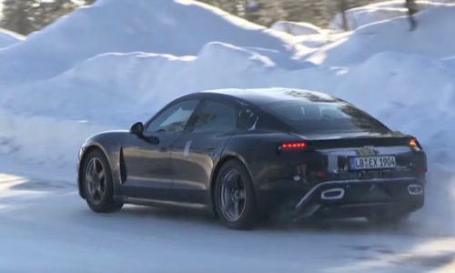 Porsche Mission E prototype spotted, undergoes winter testing (video)