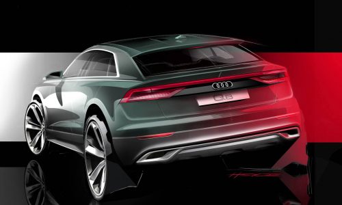 Audi Q8 preview shows sporty rear end, to debut in June