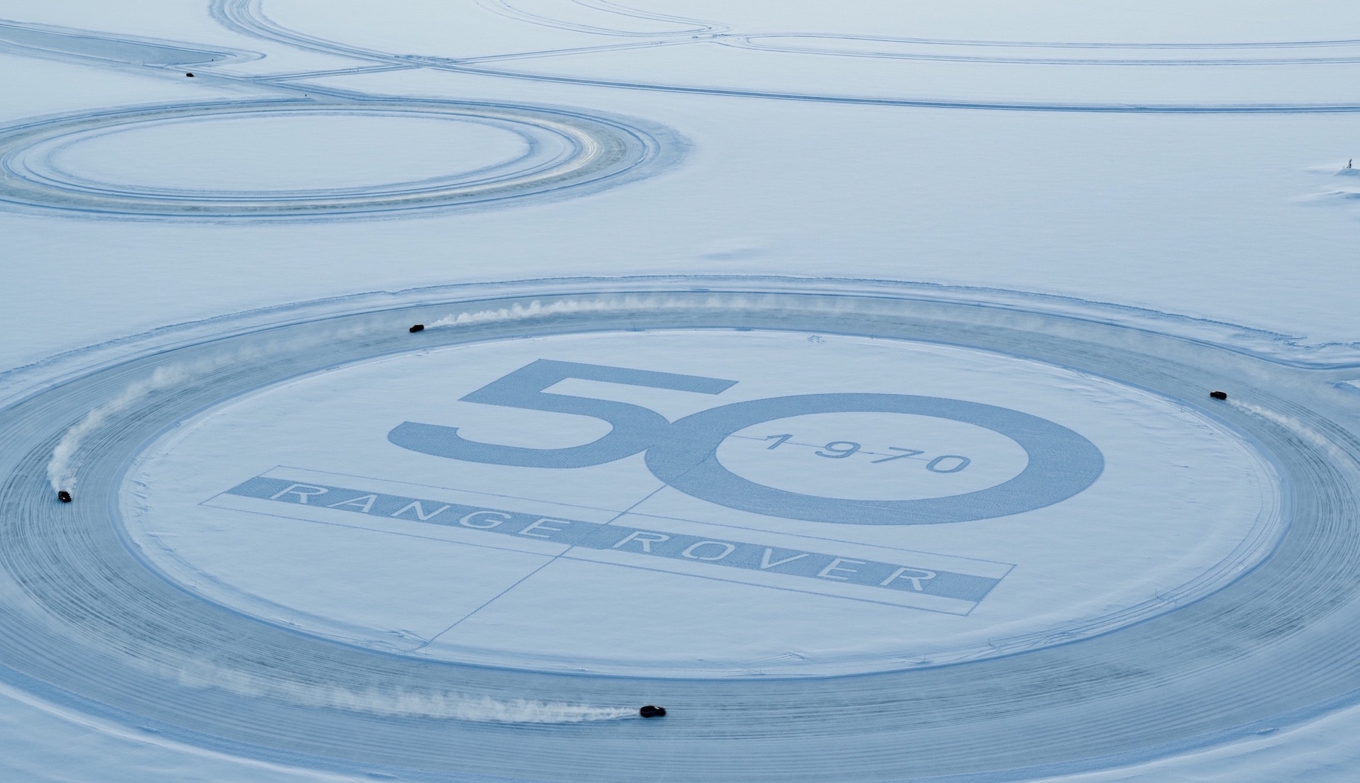 Range Rover does donuts on ice to celebrate 50th anniversary