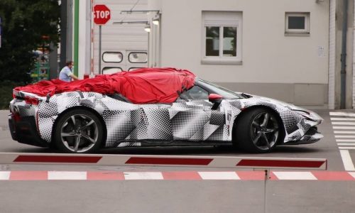 Ferrari SF90 Spider prototype spotted with ‘ragtop’, literally