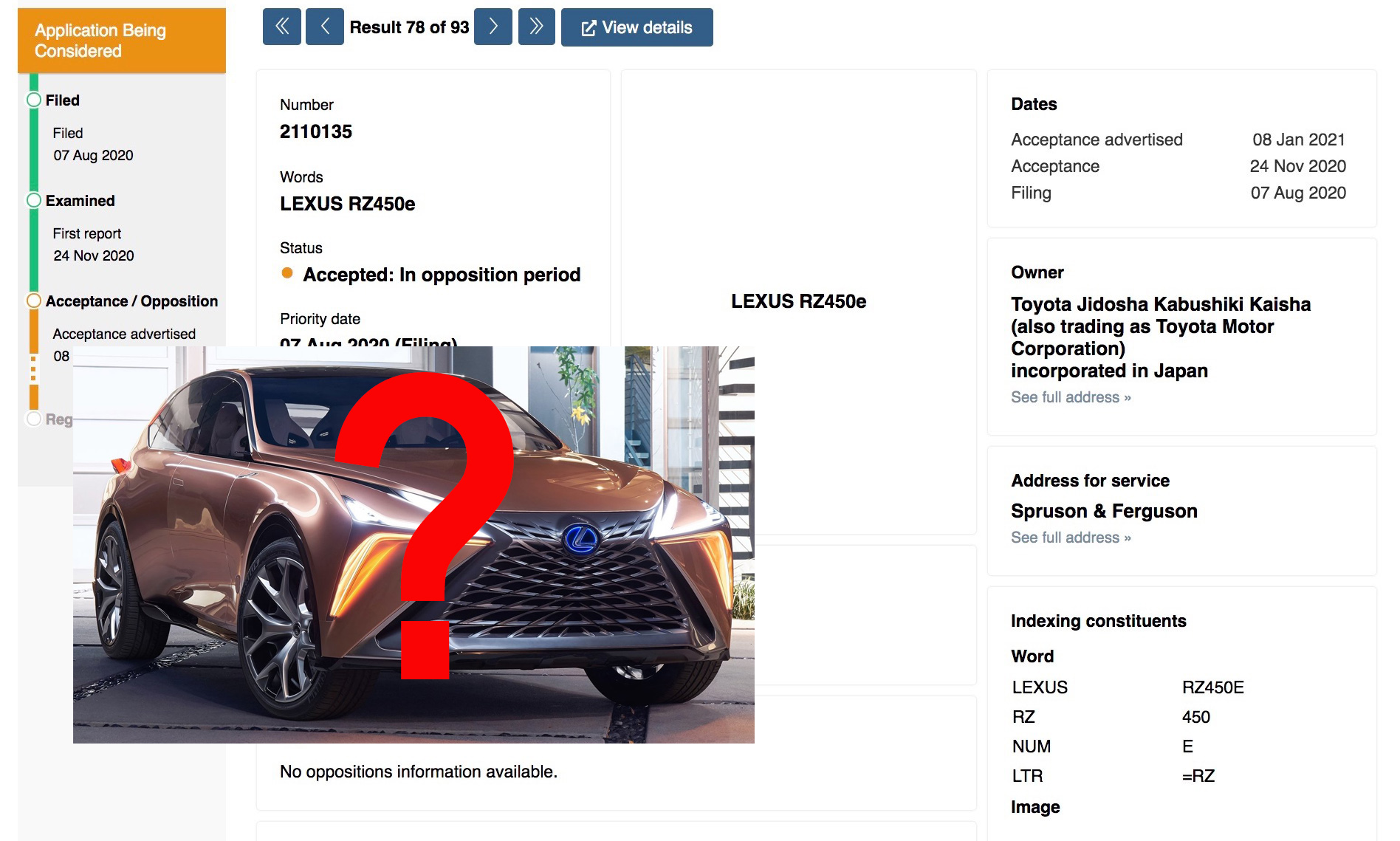 Lexus ‘RZ 450e’ trademark found, production LF-1 Limitless?