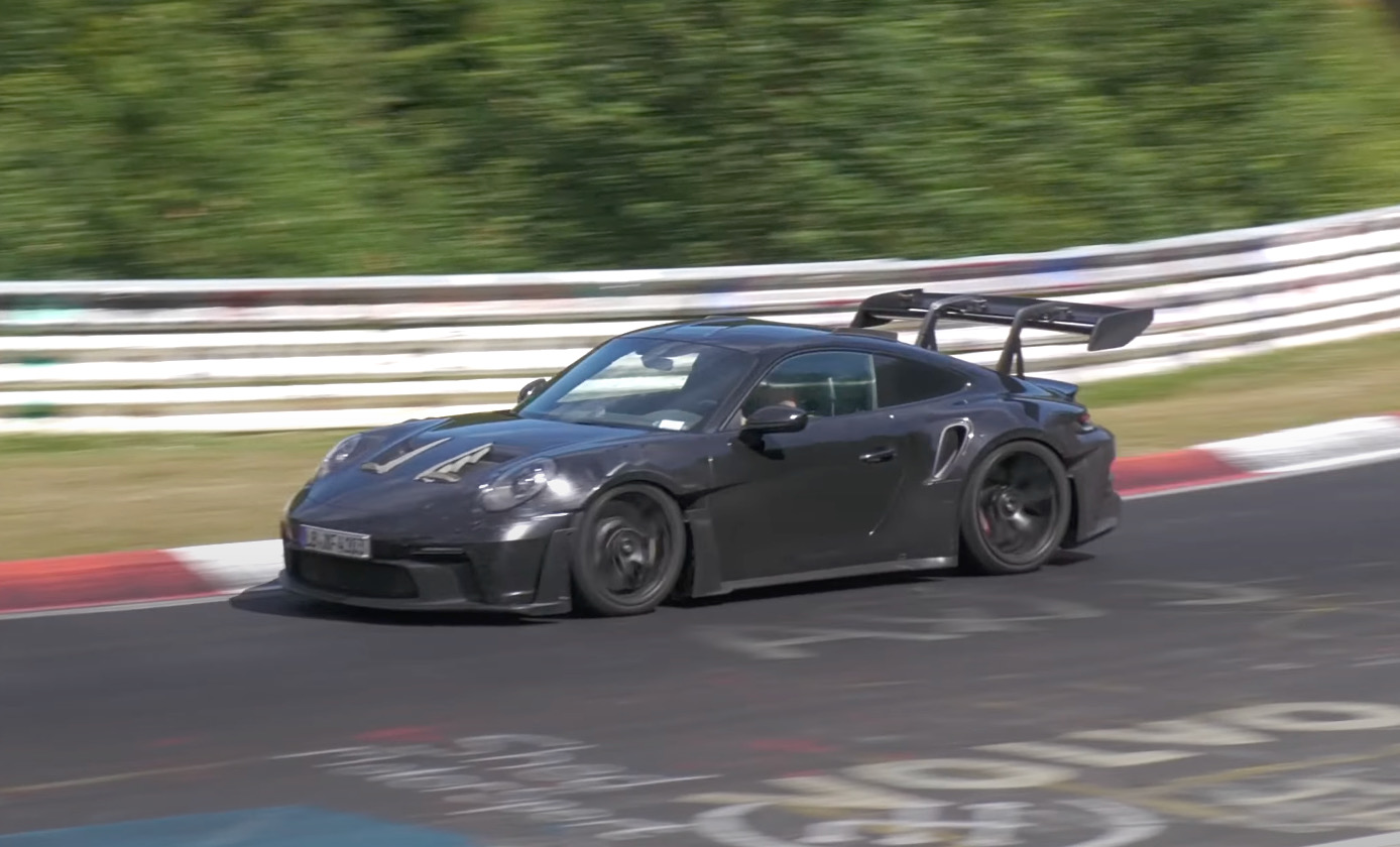 2023 Porsche 911 GT3 RS spotted again, wearing production body? (video)