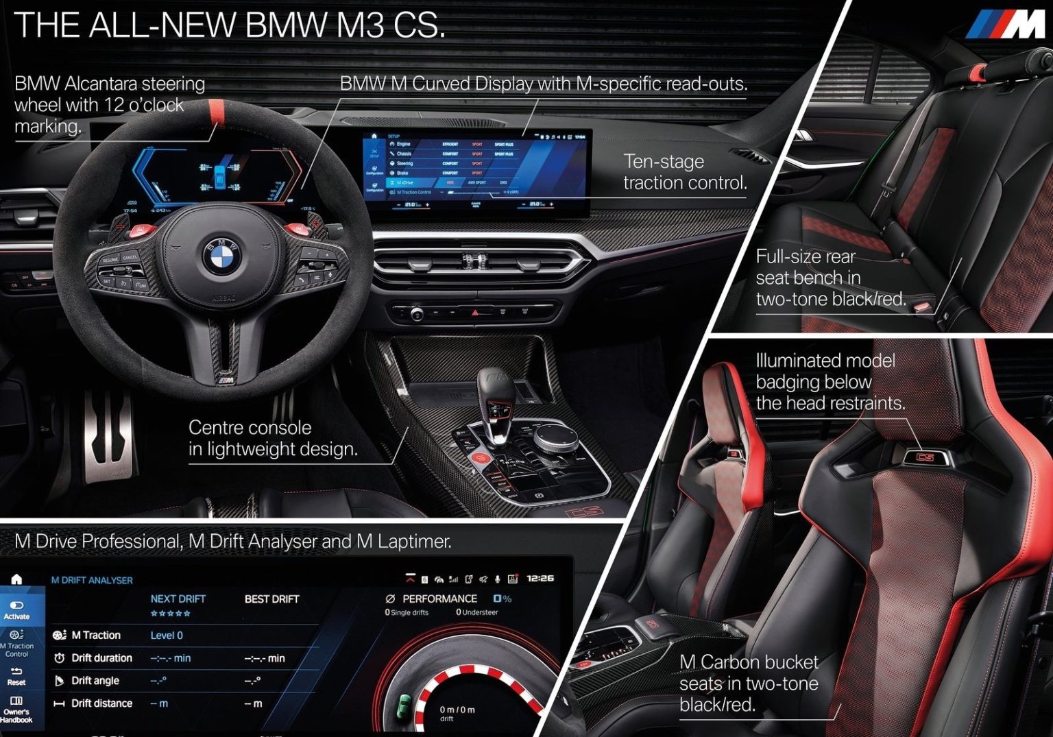 2024 BMW M3 CSinterior highlights PerformanceDrive