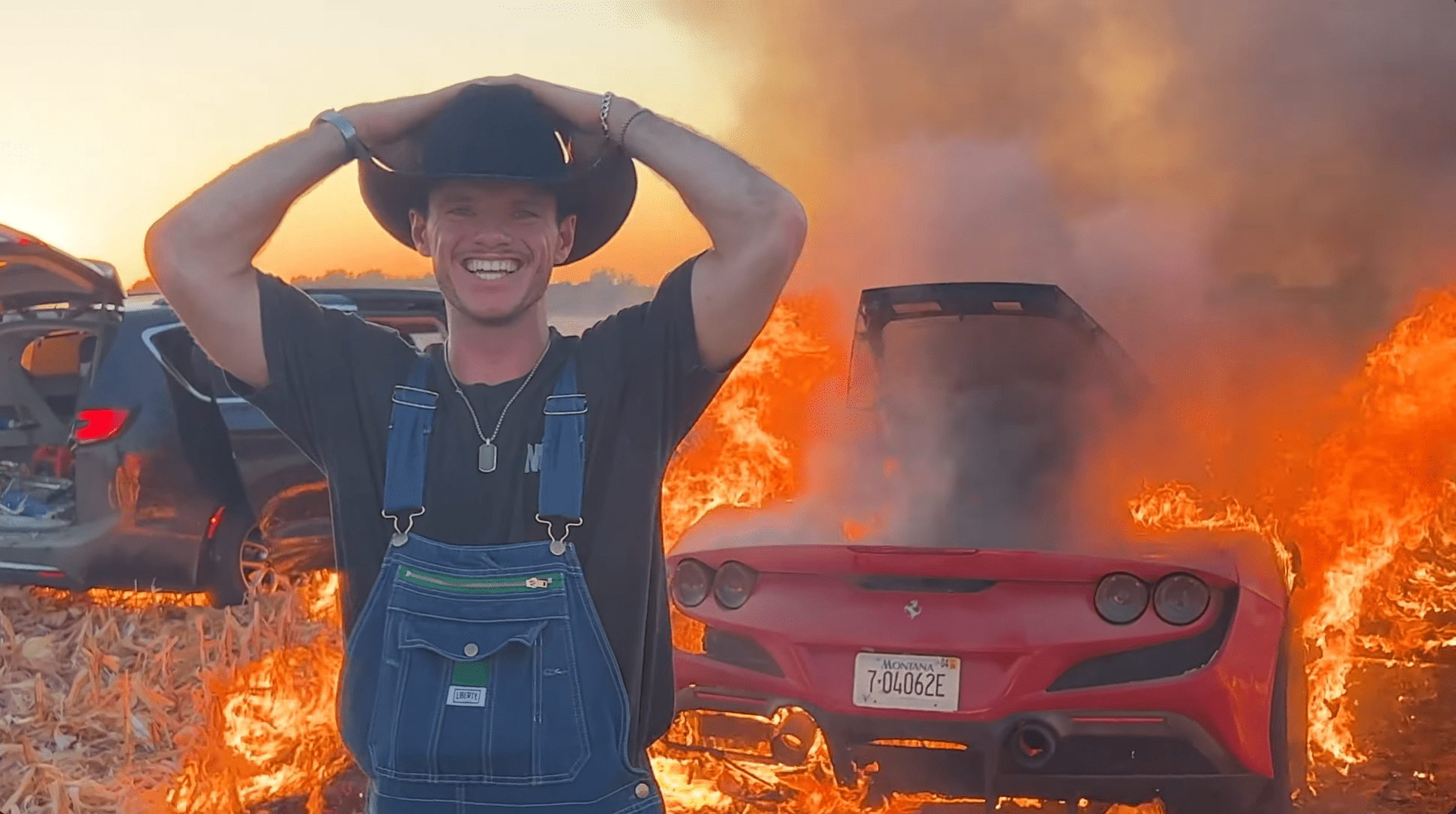 YouTuber’s Ferrari F8 Tributo Burns to a Crisp in Texas Field
